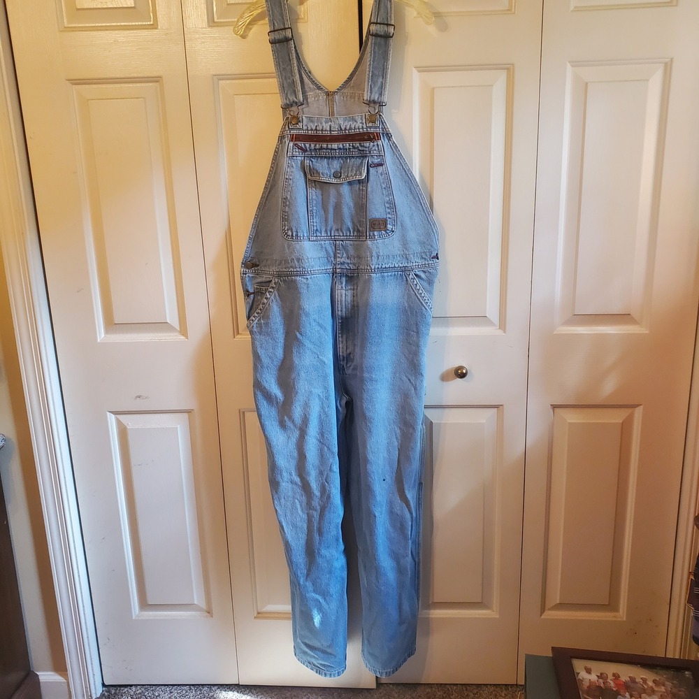 VTG Schmidt Workwear Denim Bib Overalls Mens Light Wash BlueUtility Carpenter